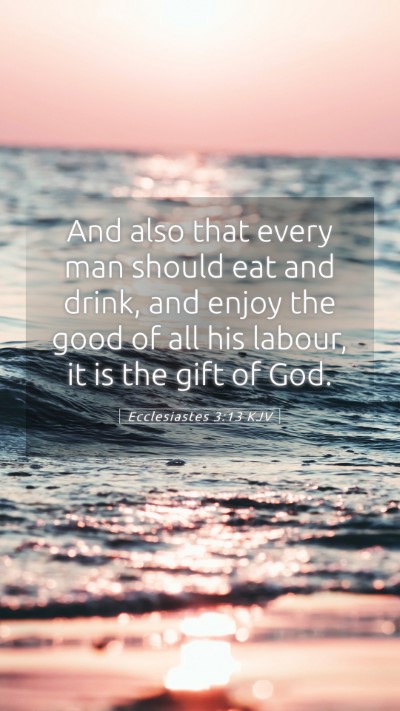 Picture 05 - Ecclesiastes 3:13 KJV Mobile Phone Wallpaper - And also that every man should eat and drink, and - Mobile Bible Verse Wallpaper