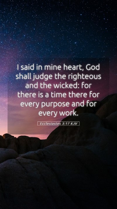 Picture 05 - Ecclesiastes 3:17 KJV Mobile Phone Wallpaper - I said in mine heart, God shall judge the - Mobile Bible Verse Wallpaper
