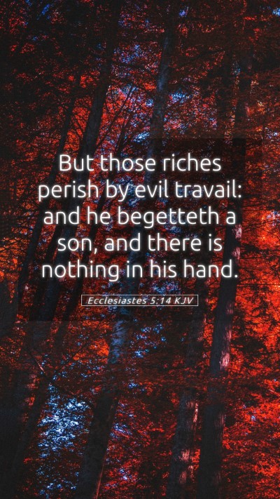 Picture 05 - Ecclesiastes 5:14 KJV Mobile Phone Wallpaper - But those riches perish by evil travail: and he - Mobile Bible Verse Wallpaper