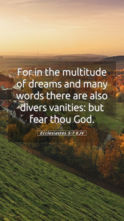 Picture 05 - Ecclesiastes 5:7 KJV Mobile Phone Wallpaper - For in the multitude of dreams and many words - Mobile Bible Verse Wallpaper