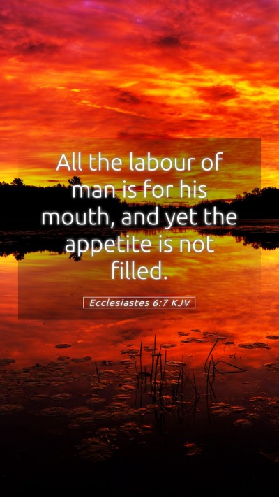 Picture 05 - Ecclesiastes 6:7 KJV Mobile Phone Wallpaper - All the labour of man is for his mouth, and yet - Mobile Bible Verse Wallpaper