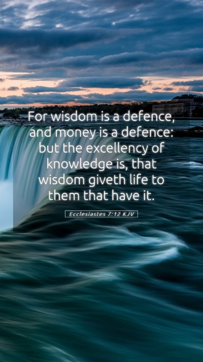 Picture 05 - Ecclesiastes 7:12 KJV Mobile Phone Wallpaper - For wisdom is a defence, and money is a defence: - Mobile Bible Verse Wallpaper