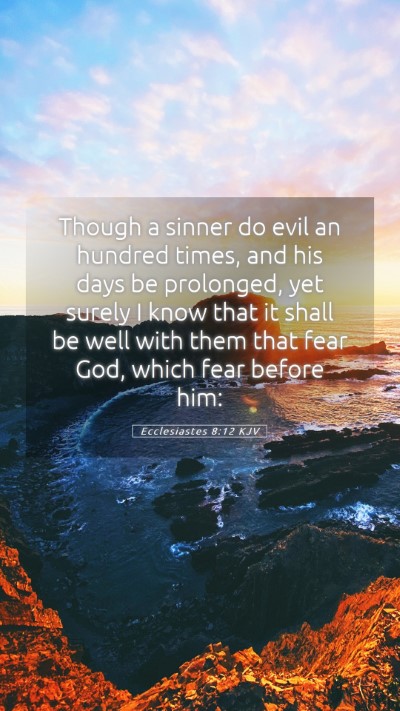 Picture 05 - Ecclesiastes 8:12 KJV Mobile Phone Wallpaper - Though a sinner do evil an hundred times, and his - Mobile Bible Verse Wallpaper