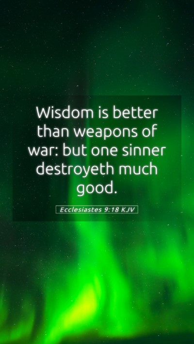 Picture 05 - Ecclesiastes 9:18 KJV Mobile Phone Wallpaper - Wisdom is better than weapons of war: but one - Mobile Bible Verse Wallpaper