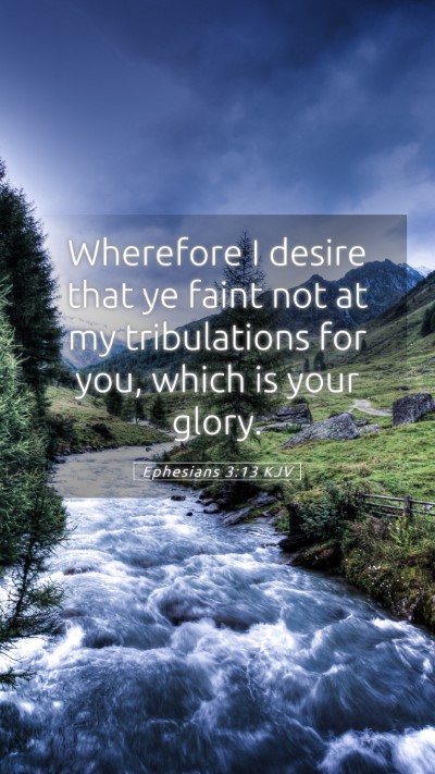 Picture 05 - Ephesians 3:13 KJV Mobile Phone Wallpaper - Wherefore I desire that ye faint not at my - Mobile Bible Verse Wallpaper