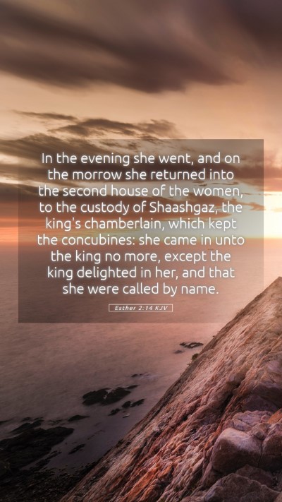 Picture 05 - Esther 2:14 KJV Mobile Phone Wallpaper - In the evening she went, and on the morrow she - Mobile Bible Verse Wallpaper
