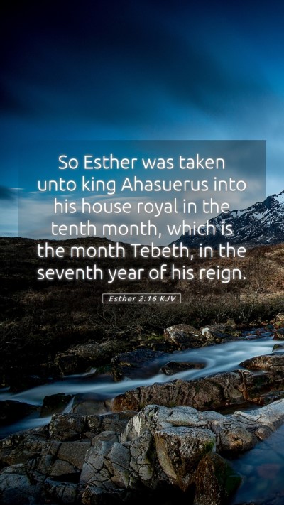 Picture 05 - Esther 2:16 KJV Mobile Phone Wallpaper - So Esther was taken unto king Ahasuerus into his - Mobile Bible Verse Wallpaper
