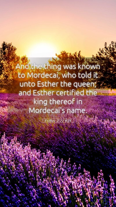 Picture 05 - Esther 2:22 KJV Mobile Phone Wallpaper - And the thing was known to Mordecai, who told it - Mobile Bible Verse Wallpaper