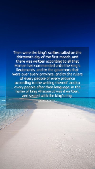 Picture 05 - Esther 3:12 KJV Mobile Phone Wallpaper - Then were the king's scribes called on the - Mobile Bible Verse Wallpaper