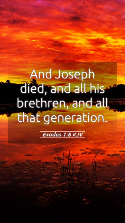 Picture 05 - Exodus 1:6 KJV Mobile Phone Wallpaper - And Joseph died, and all his brethren, and all - Mobile Bible Verse Wallpaper