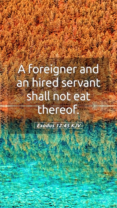 Picture 05 - Exodus 12:45 KJV Mobile Phone Wallpaper - A foreigner and an hired servant shall not eat - Mobile Bible Verse Wallpaper