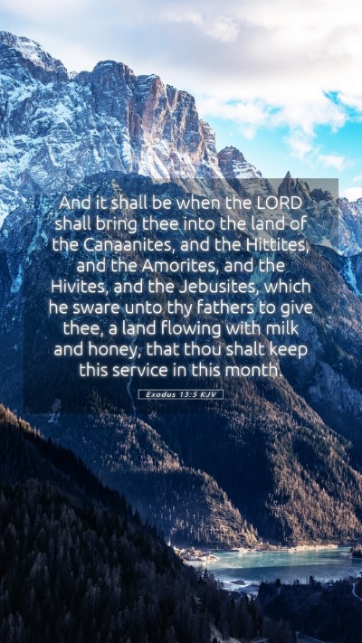 Picture 05 - Exodus 13:5 KJV Mobile Phone Wallpaper - And it shall be when the LORD shall bring thee - Mobile Bible Verse Wallpaper