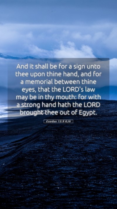 Picture 05 - Exodus 13:9 KJV Mobile Phone Wallpaper - And it shall be for a sign unto thee upon thine - Mobile Bible Verse Wallpaper
