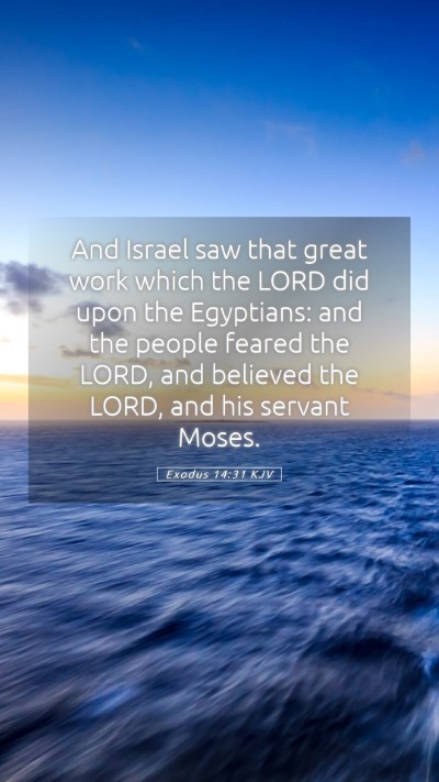 Picture 05 - Exodus 14:31 KJV Mobile Phone Wallpaper - And Israel saw that great work which the LORD did - Mobile Bible Verse Wallpaper
