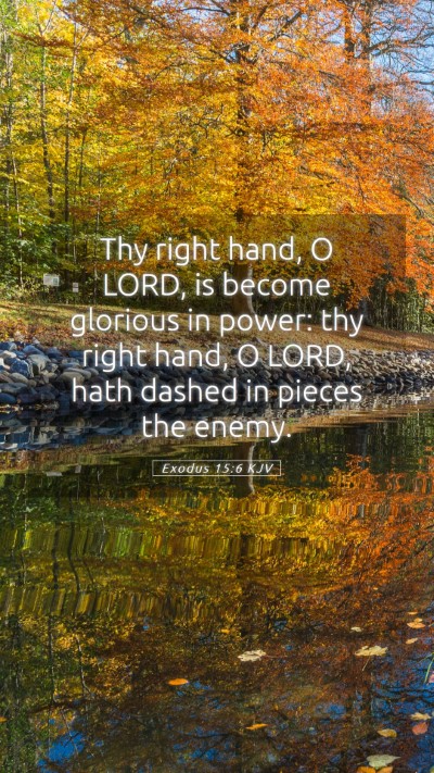 Picture 05 - Exodus 15:6 KJV Mobile Phone Wallpaper - Thy right hand, O LORD, is become glorious in - Mobile Bible Verse Wallpaper