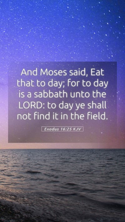 Picture 05 - Exodus 16:25 KJV Mobile Phone Wallpaper - And Moses said, Eat that to day; for to day is a - Mobile Bible Verse Wallpaper