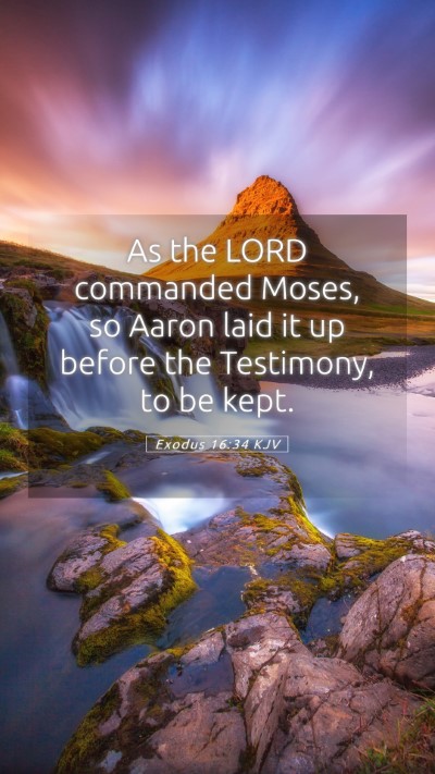 Picture 05 - Exodus 16:34 KJV Mobile Phone Wallpaper - As the LORD commanded Moses, so Aaron laid it up - Mobile Bible Verse Wallpaper