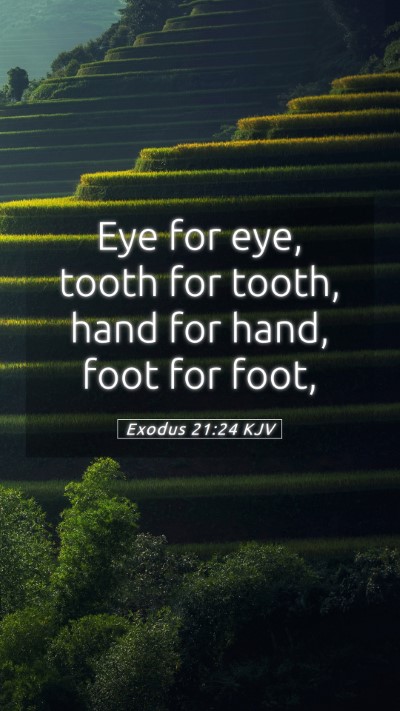 Picture 05 - Exodus 21:24 KJV Mobile Phone Wallpaper - Eye for eye, tooth for tooth, hand for hand, foot - Mobile Bible Verse Wallpaper