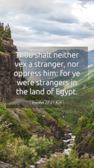 Picture 05 - Exodus 22:21 KJV Mobile Phone Wallpaper - Thou shalt neither vex a stranger, nor oppress - Mobile Bible Verse Wallpaper