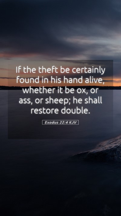 Picture 05 - Exodus 22:4 KJV Mobile Phone Wallpaper - If the theft be certainly found in his hand - Mobile Bible Verse Wallpaper