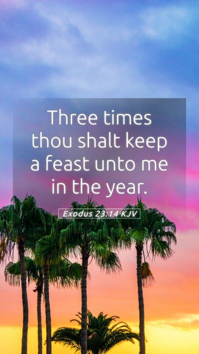 Picture 05 - Exodus 23:14 KJV Mobile Phone Wallpaper - Three times thou shalt keep a feast unto me in - Mobile Bible Verse Wallpaper