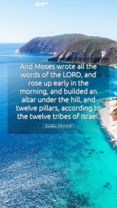 Picture 05 - Exodus 24:4 KJV Mobile Phone Wallpaper - And Moses wrote all the words of the LORD, and - Mobile Bible Verse Wallpaper