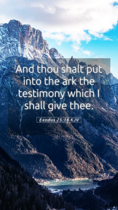 Picture 05 - Exodus 25:16 KJV Mobile Phone Wallpaper - And thou shalt put into the ark the testimony - Mobile Bible Verse Wallpaper