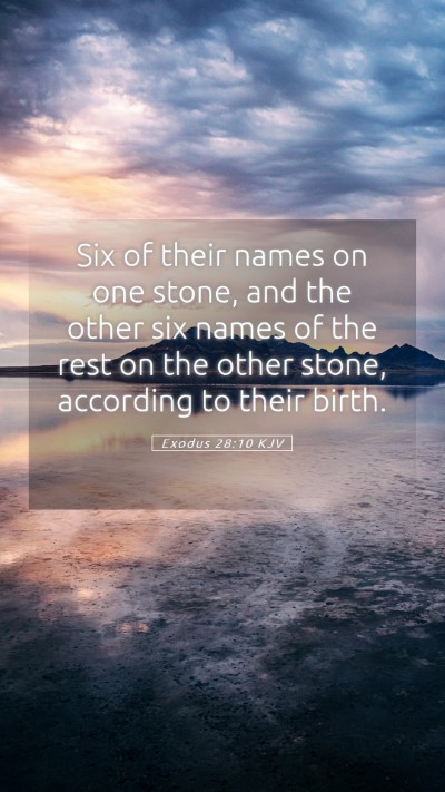 Picture 05 - Exodus 28:10 KJV Mobile Phone Wallpaper - Six of their names on one stone, and the other - Mobile Bible Verse Wallpaper