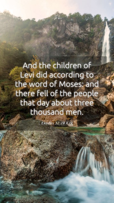 Picture 05 - Exodus 32:28 KJV Mobile Phone Wallpaper - And the children of Levi did according to the - Mobile Bible Verse Wallpaper