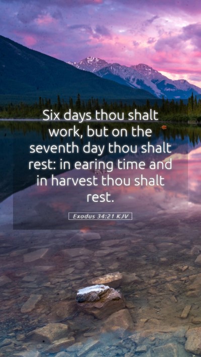 Picture 05 - Exodus 34:21 KJV Mobile Phone Wallpaper - Six days thou shalt work, but on the seventh day - Mobile Bible Verse Wallpaper