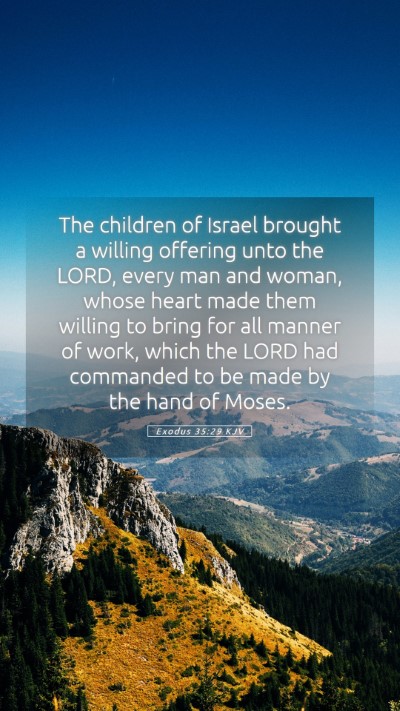 Picture 05 - Exodus 35:29 KJV Mobile Phone Wallpaper - The children of Israel brought a willing offering - Mobile Bible Verse Wallpaper