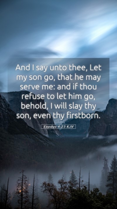 Picture 05 - Exodus 4:23 KJV Mobile Phone Wallpaper - And I say unto thee, Let my son go, that he may - Mobile Bible Verse Wallpaper