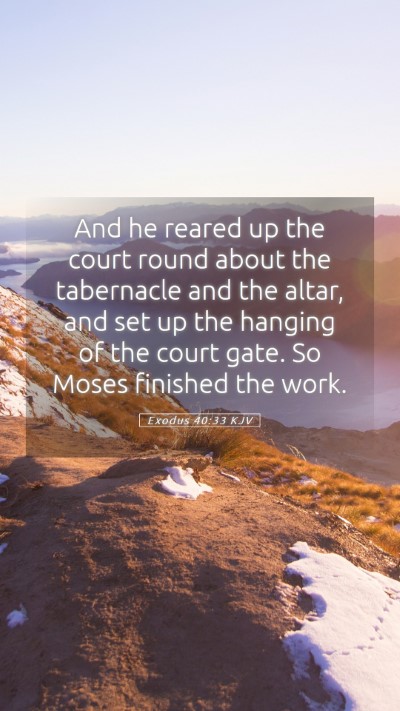 Picture 05 - Exodus 40:33 KJV Mobile Phone Wallpaper - And he reared up the court round about the - Mobile Bible Verse Wallpaper