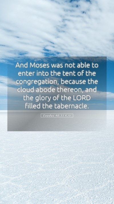 Picture 05 - Exodus 40:35 KJV Mobile Phone Wallpaper - And Moses was not able to enter into the tent of - Mobile Bible Verse Wallpaper
