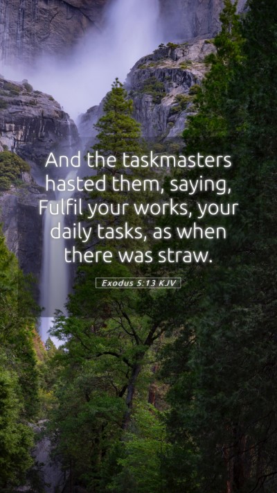Picture 05 - Exodus 5:13 KJV Mobile Phone Wallpaper - And the taskmasters hasted them, saying, Fulfil - Mobile Bible Verse Wallpaper