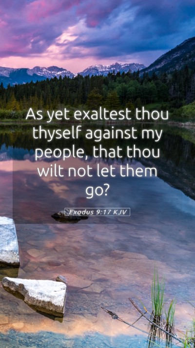 Picture 05 - Exodus 9:17 KJV Mobile Phone Wallpaper - As yet exaltest thou thyself against my people, - Mobile Bible Verse Wallpaper