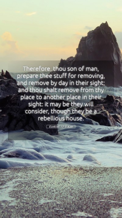 Picture 05 - Ezekiel 12:3 KJV Mobile Phone Wallpaper - Therefore, thou son of man, prepare thee stuff - Mobile Bible Verse Wallpaper