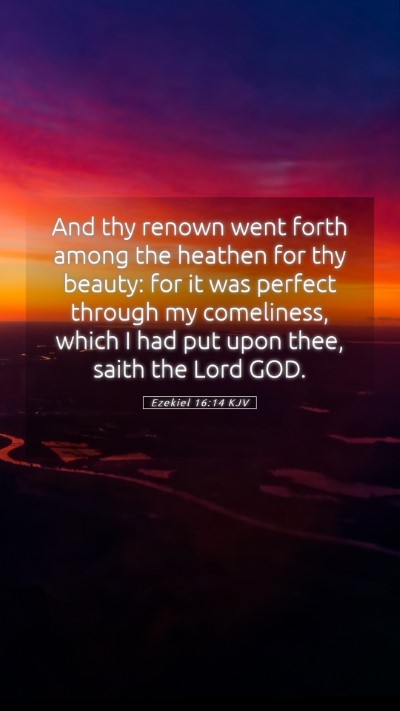 Picture 05 - Ezekiel 16:14 KJV Mobile Phone Wallpaper - And thy renown went forth among the heathen for - Mobile Bible Verse Wallpaper