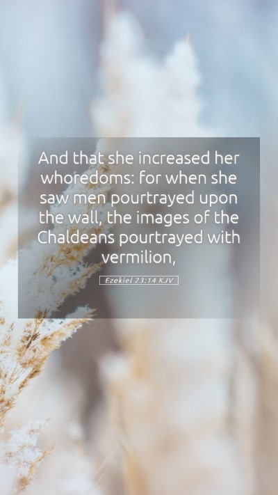 Picture 05 - Ezekiel 23:14 KJV Mobile Phone Wallpaper - And that she increased her whoredoms: for when - Mobile Bible Verse Wallpaper