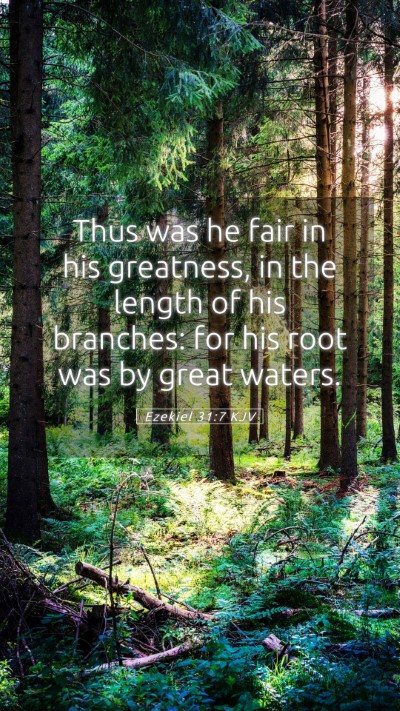 Picture 05 - Ezekiel 31:7 KJV Mobile Phone Wallpaper - Thus was he fair in his greatness, in the length - Mobile Bible Verse Wallpaper