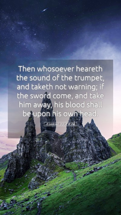 Picture 05 - Ezekiel 33:4 KJV Mobile Phone Wallpaper - Then whosoever heareth the sound of the trumpet, - Mobile Bible Verse Wallpaper