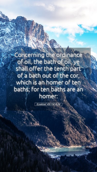 Picture 05 - Ezekiel 45:14 KJV Mobile Phone Wallpaper - Concerning the ordinance of oil, the bath of oil, - Mobile Bible Verse Wallpaper