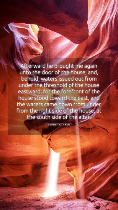 Picture 05 - Ezekiel 47:1 KJV Mobile Phone Wallpaper - Afterward he brought me again unto the door of - Mobile Bible Verse Wallpaper