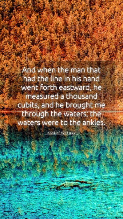 Picture 05 - Ezekiel 47:3 KJV Mobile Phone Wallpaper - And when the man that had the line in his hand - Mobile Bible Verse Wallpaper