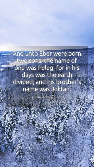 Picture 05 - Genesis 10:25 KJV Mobile Phone Wallpaper - And unto Eber were born two sons: the name of one - Mobile Bible Verse Wallpaper