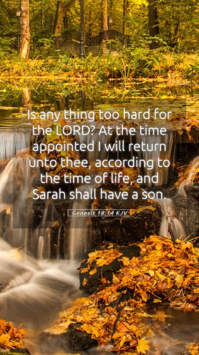 Picture 05 - Genesis 18:14 KJV Mobile Phone Wallpaper - Is any thing too hard for the LORD? At the time - Mobile Bible Verse Wallpaper