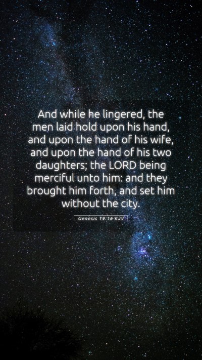 Picture 05 - Genesis 19:16 KJV Mobile Phone Wallpaper - And while he lingered, the men laid hold upon his - Mobile Bible Verse Wallpaper
