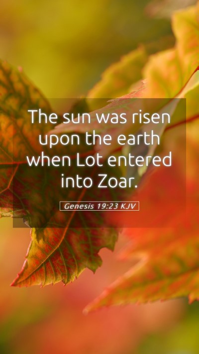 Picture 05 - Genesis 19:23 KJV Mobile Phone Wallpaper - The sun was risen upon the earth when Lot entered - Mobile Bible Verse Wallpaper