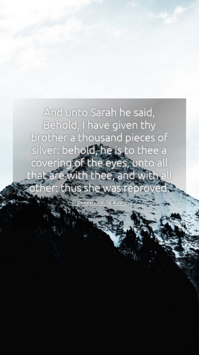 Picture 05 - Genesis 20:16 KJV Mobile Phone Wallpaper - And unto Sarah he said, Behold, I have given thy - Mobile Bible Verse Wallpaper
