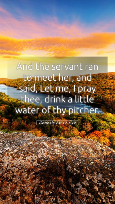 Picture 05 - Genesis 24:17 KJV Mobile Phone Wallpaper - And the servant ran to meet her, and said, Let - Mobile Bible Verse Wallpaper